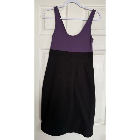 Theory purple/black color block Bodycon dress stretch - size 6. OD4 - Picture 1 of 6